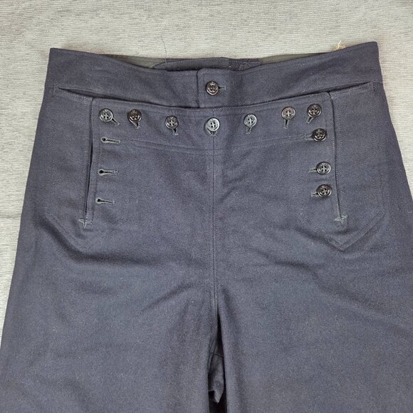 Navy Sailor True Vintage Wool Pants 32 x 28.5 Lace Back Bell Bottom Cracker Jack - Picture 3 of 13